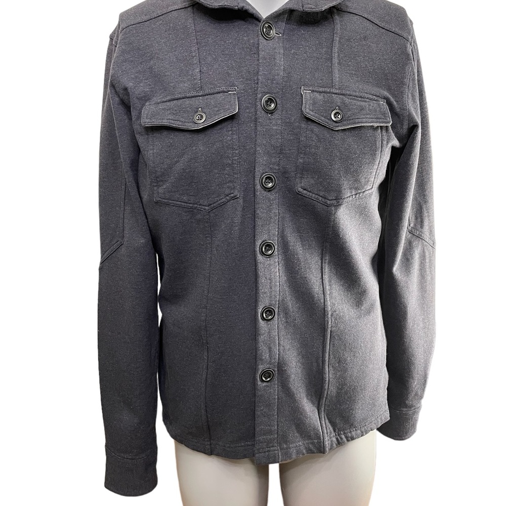 Ecoths men’s long sleeve button up shirt charcoal gray organic cotton size Med